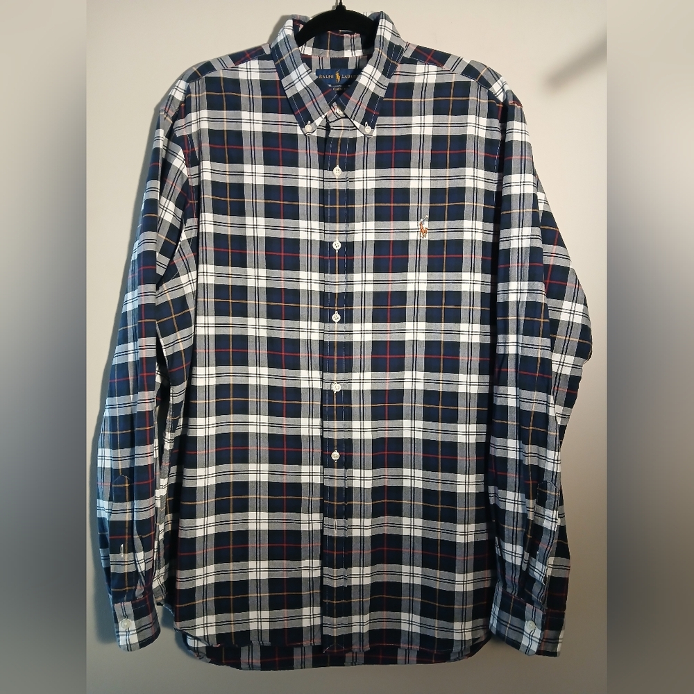 Men’s Ralph Lauren Dress Shirt Button Down Oxford Red,Blue,White Size XL